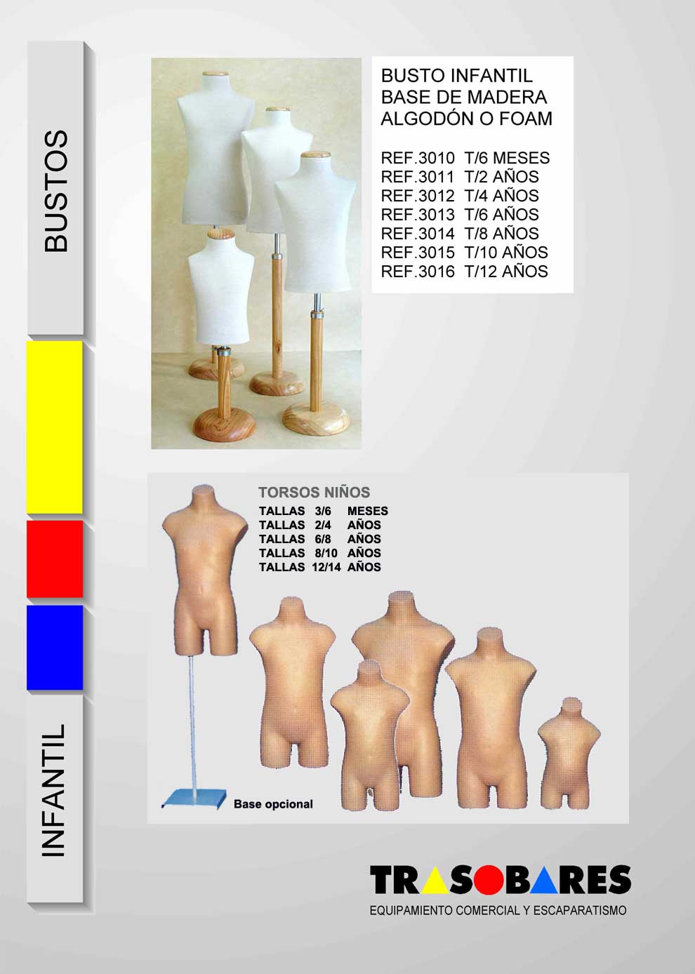 bustos de sastre infantiles, torsos infantiles con o sin base para escaparate