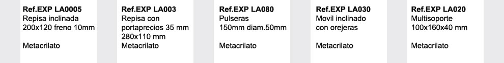 descripcion y medidas de expositores de metacrilato para lamas