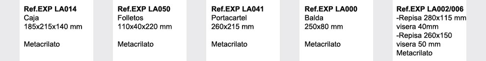 descripcion y medidas de expositores de metacrilato para lams, 