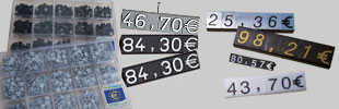 marcaprecios para escaparate de diferentes colores y  medidas