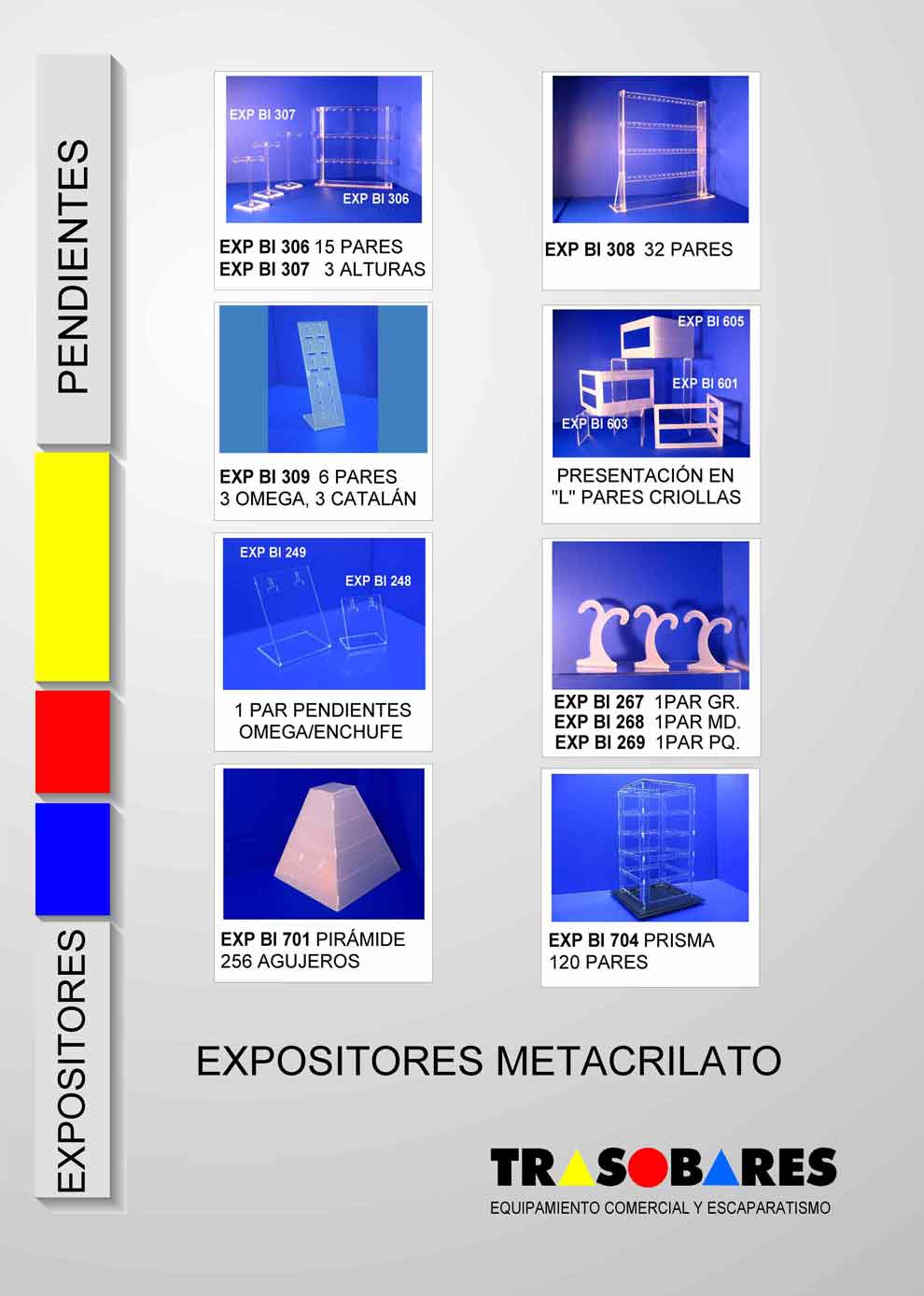 soportes de pendientes de metacrolato