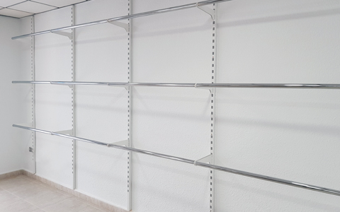  cremalleras directas a pared con estantes, barras confeccion