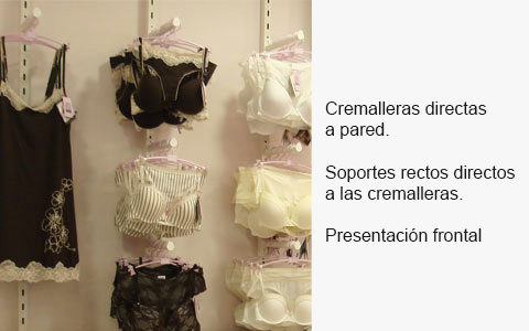Cremalleras directas a pared con soportes rectos directos para prendas cortas