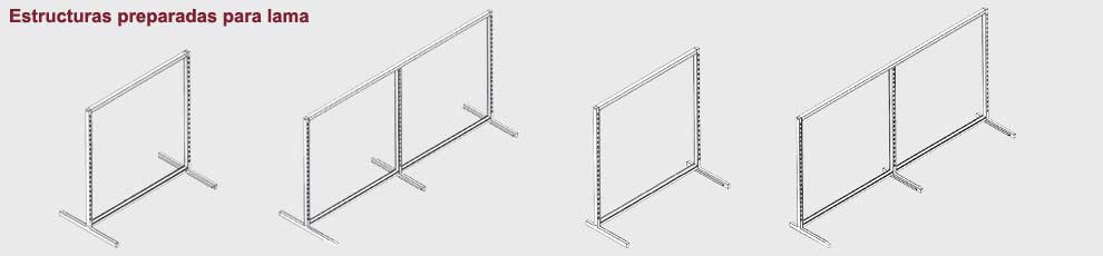 gondolas preparadas para panelado de lamas, dobles o simples