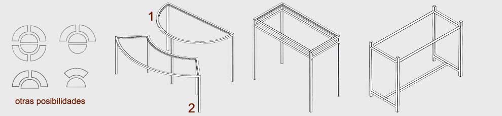 mesas auxiliares redondas y rectangulares como complemento del mobiliario comercial