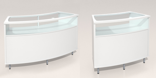 mostrador curvo vitrina de 1500 y 1200