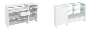 Mostradores serie mixtos con buck caja integrado en vitrina tanto simple como doble